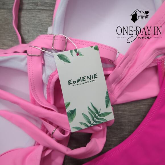 Eomenie Cross Front Cut Out One Piece Swimsuit Size L - Picture 4 of 7